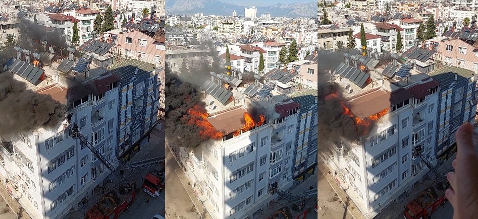 Antalya’da 5 katlı binanın terasındaki yangında can pazarı