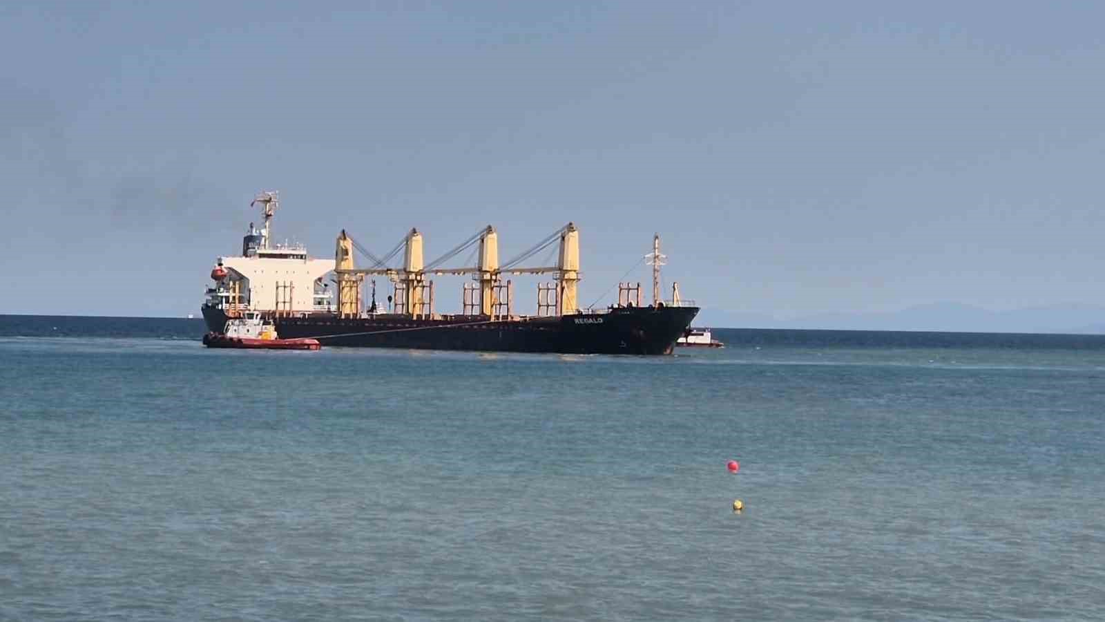 Tekirdağ açıklarında karaya oturan yük gemisini kurtarma çalışmaları sürüyor